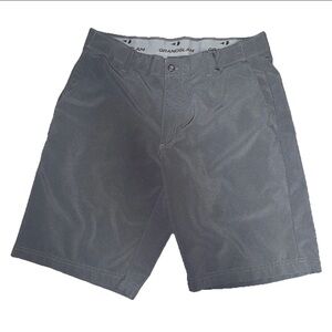 Grand Slam Men's Casual Golf Shorts Gray/black Flat Front, Stretch Size 34